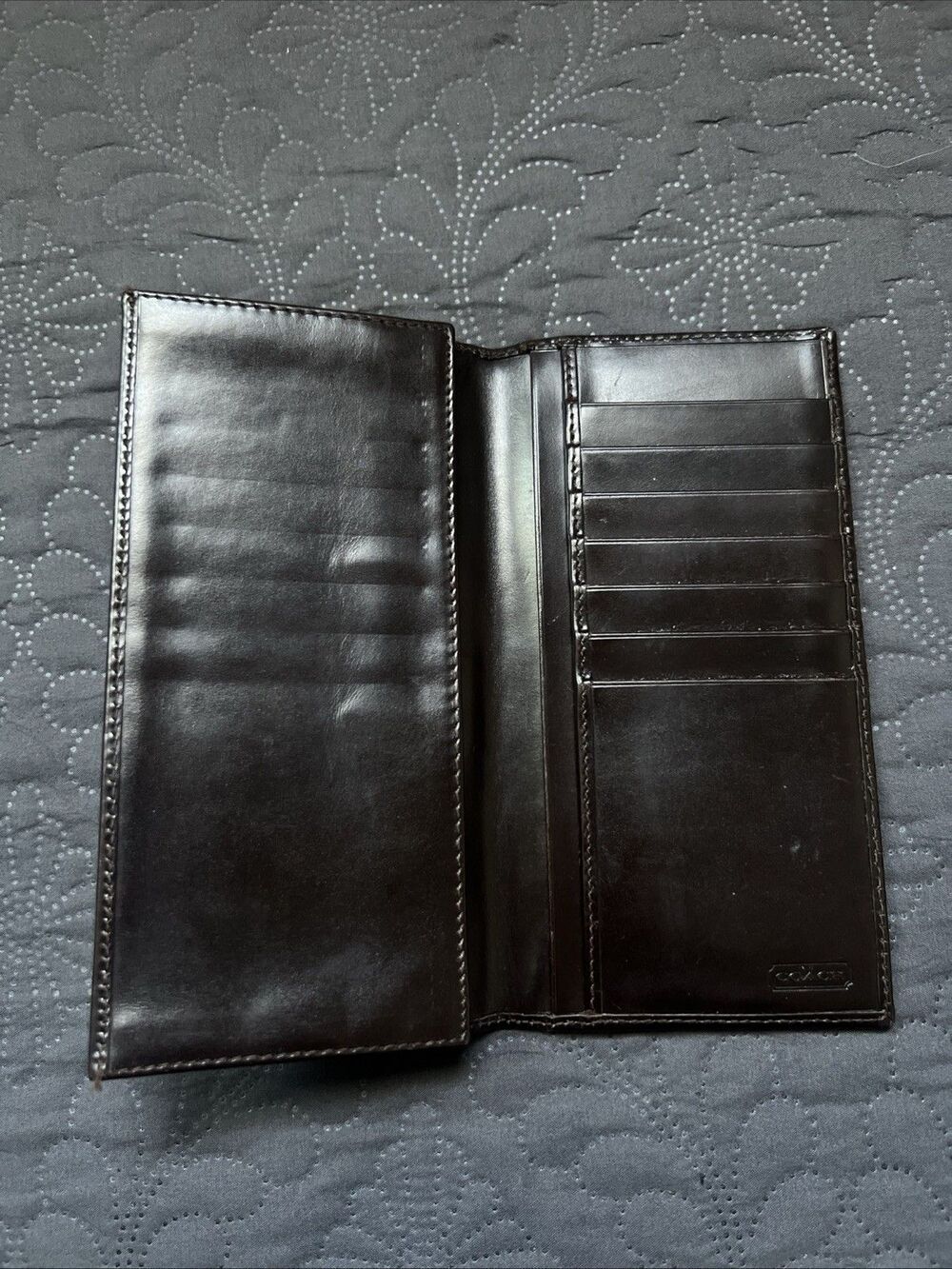 VTG Coach Men’s Long Wallet Manhattan Collection Dark Expresso Genuine Leather - Picture 3 of 14